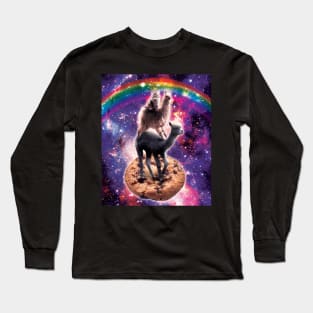 Space Cat Llama Alpaca Riding Cookie Long Sleeve T-Shirt